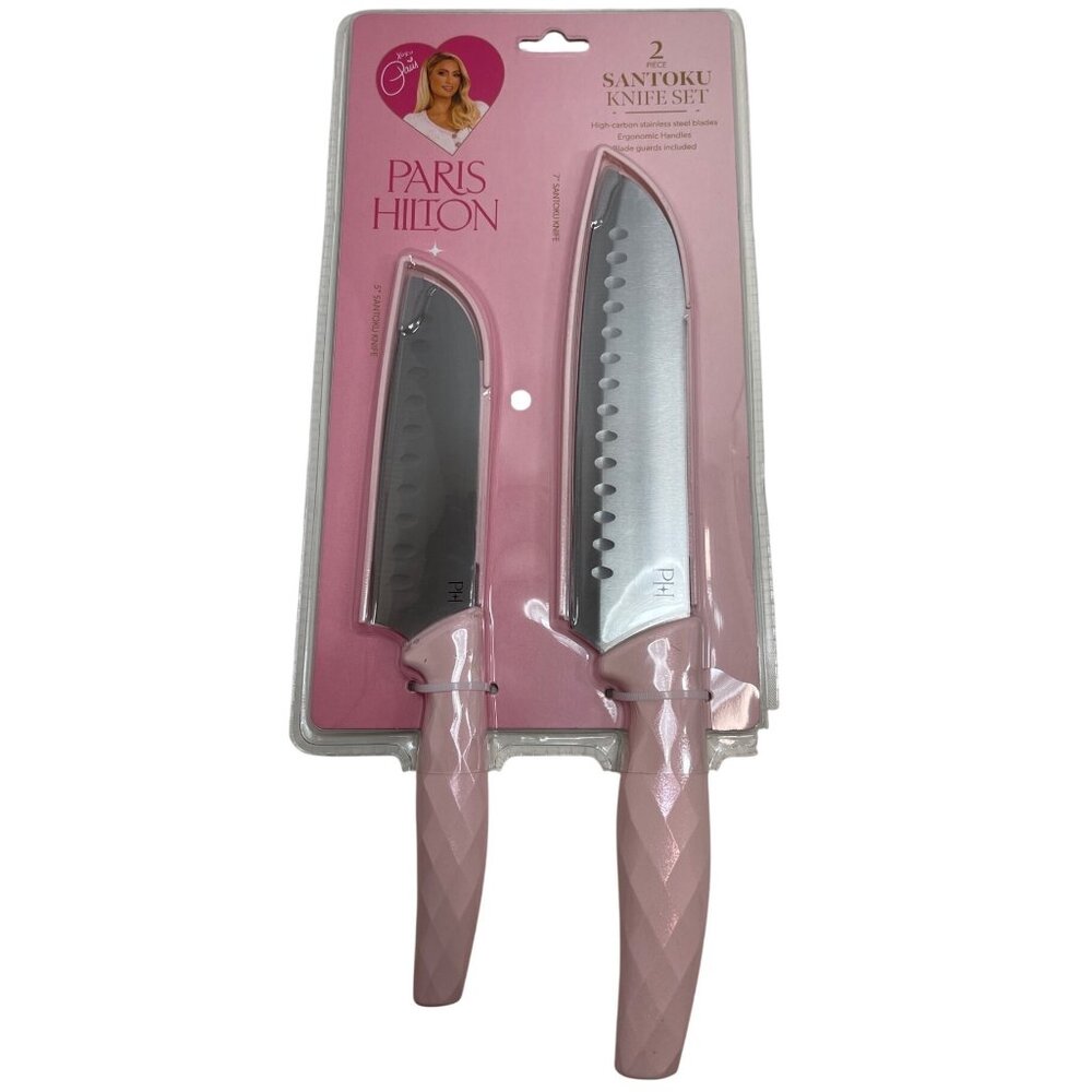 Paris Hilton 2-Piece Santoku Knife W/Blade Guards & High-Carbon Stainless‎ Steel